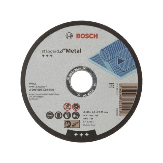 BOSCH Vágókorong fémre 125 x 1,6 x 22,2 mm Standard for Metal A 60 T BF (2608603165)