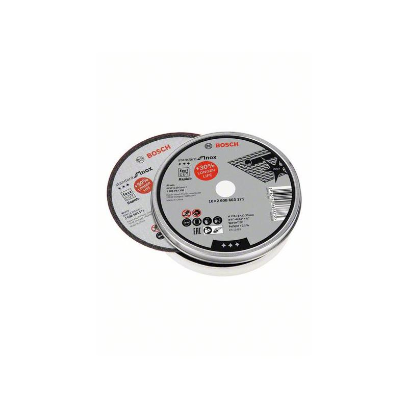 BOSCH Vágókorong fémre 125 x 1,0 x 22,2 mm inox egyenes WA 60 T BF Rapido fémdobozban (10 db/cs) (2608603255)
