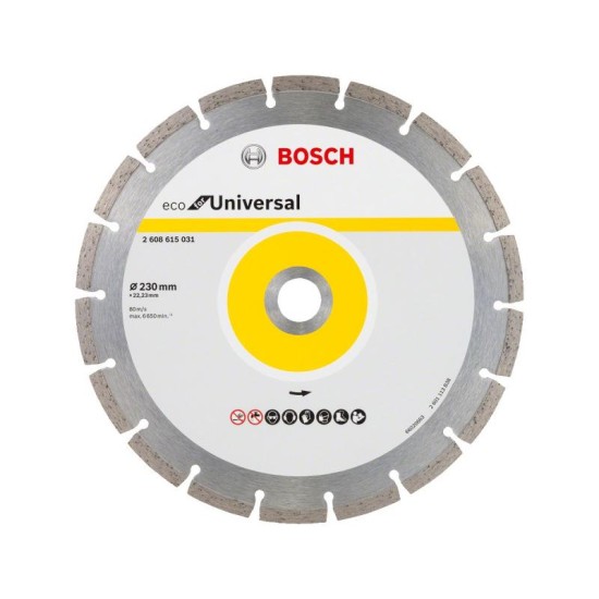 BOSCH Gyémánt vágókorong 230 x 2,6 x 7,0 x 22,2 mm szegmentált ECO for Universal (2608615031)