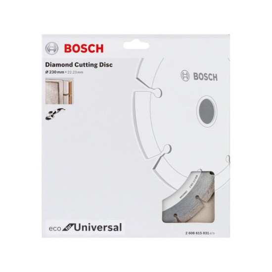 BOSCH Gyémánt vágókorong 230 x 2,6 x 7,0 x 22,2 mm szegmentált ECO for Universal (2608615031)