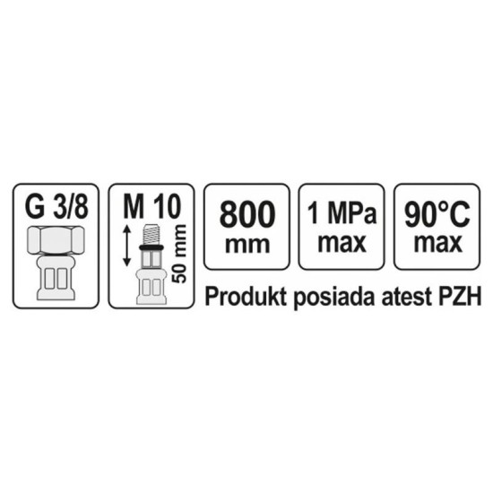 FALA Flexibilis bekötőcső 3/8' x M 10 800 mm belső-külső (71860)