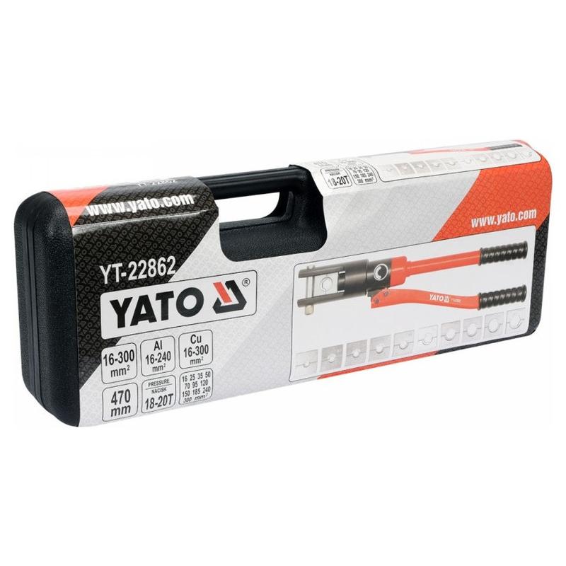 YATO YT-22862 kézi hidraulikus prés készlet – 11 részes, 16–300 mm² YATO YT-22862 kézi hidraulikus prés készlet – 11 részes, 16–300 mm²