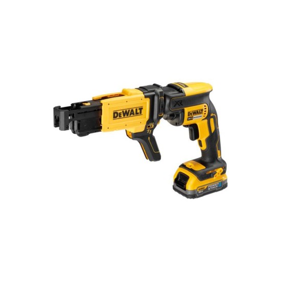 DEWALT Akkus gipszkarton csavarbehajtó + tár 18 V szénkefe nélküli (1 x 1,7 Ah + TSTAK) DCF620E1K (DCF620E1K-XJ)