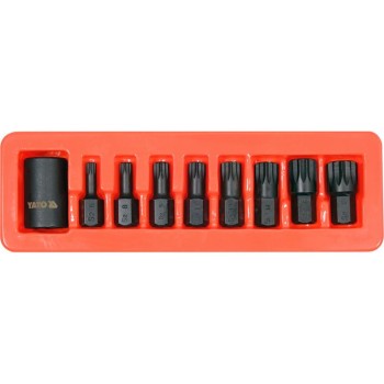 YATO Gépi spline bit készlet 9 részes 1/2' M6-M18 mm dugókulcs adapterrel (YT-10663)