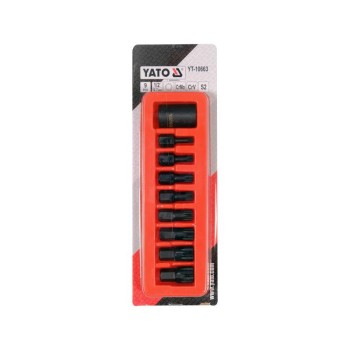 YATO Gépi spline bit készlet 9 részes 1/2' M6-M18 mm dugókulcs adapterrel (YT-10663) YATO Gépi spline bit készlet 9 részes 1/2' M6-M18 mm dugókulcs adapterrel (YT-10663)