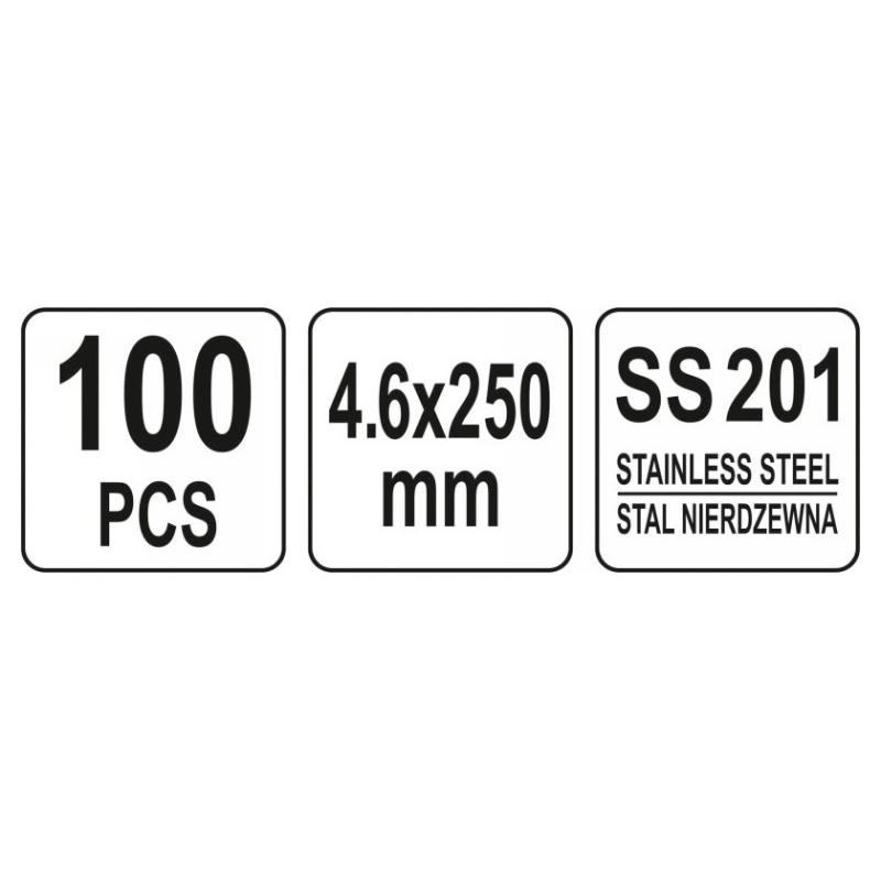 YATO Kábelkötegelő Inox 250 x 4,6 mm (100 db/cs) (YT-70562)