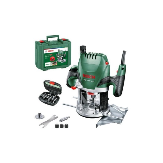 BOSCH Felsőmaró POF 1400 ACE + 6 részes marófej készlet kofferben / 1400 W (060326C801)