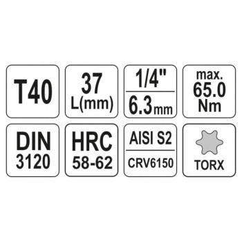 YATO Bit dugókulcs Torx 1/4' T40 CrV (YT-04307)
