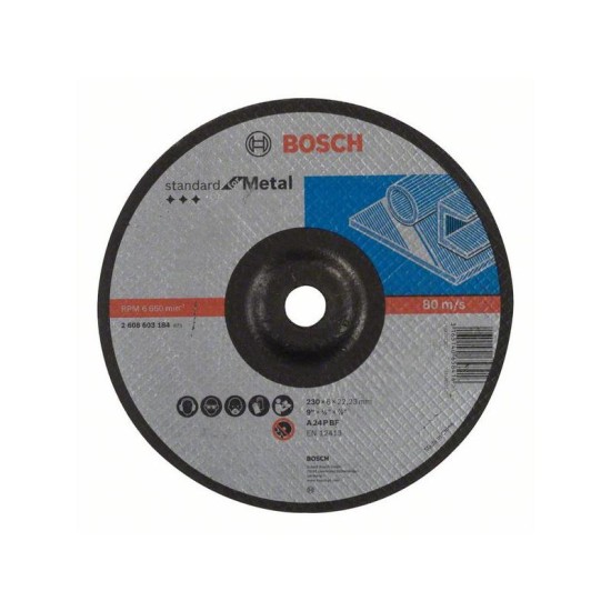 BOSCH Tisztítókorong fémre 230 x 6,0 x 22,2 mm hajlított Standard for Metal A 24 P BF (2608603184)