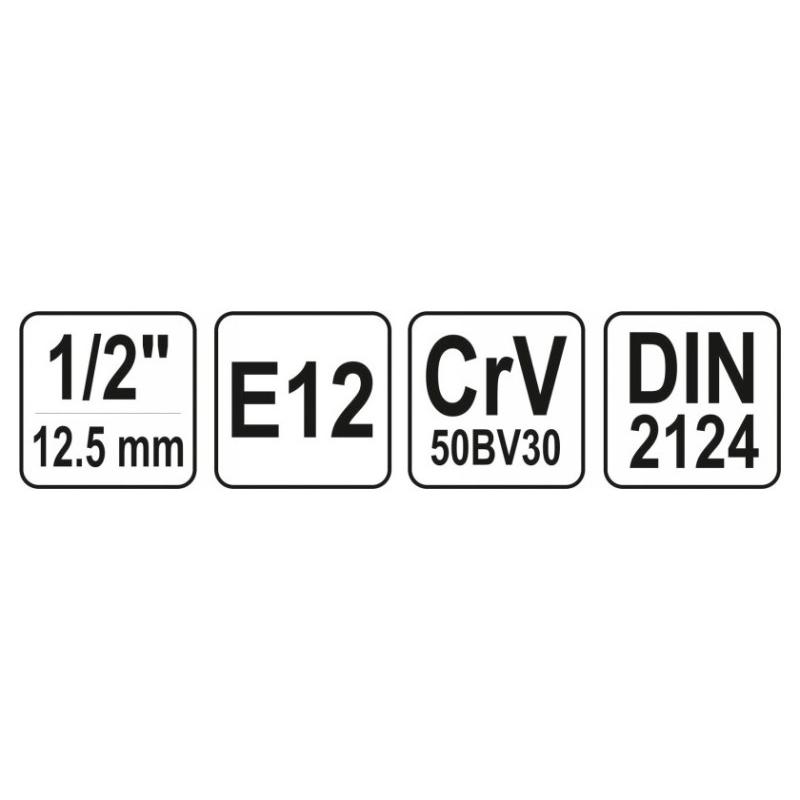 YATO Dugókulcs külső torx 1/2' E12 CrV (YT-05247)
