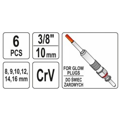 YATO Csuklós izzítógyerta-kulcs 6 részes 3/8' CrV (YT-05339)