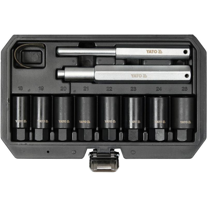 YATO Gépi dugókulcs készlet 10 részes 18-25 mm biztonsági kerékcsavarokhoz (YT-060302)