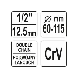 YATO Olajszűrő leszedő láncos 1/2' 60-115 mm (YT-08253)