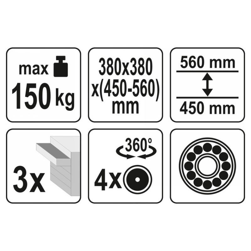 YATO Fiókos műhelyzsámoly 150 kg (YT-08795)