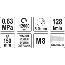 YATO YT-09738 pneumatikus excenter csiszológép 150 mm