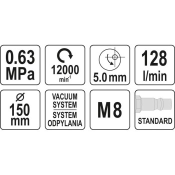 YATO YT-09738 pneumatikus excenter csiszológép 150 mm