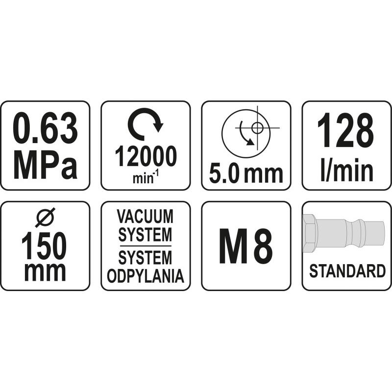 YATO YT-09738 pneumatikus excenter csiszológép 150 mm