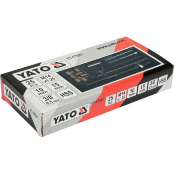 YATO Gyujtógyertya menetjavító és tisztító készlet 25 részes M14 3/8' HSS (YT-17581)