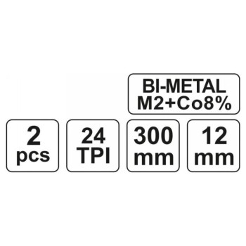 YATO Fémfűrészlap kézi 300/12 mm 24 TPI bimetál (2 db/cs) (YT-3462)