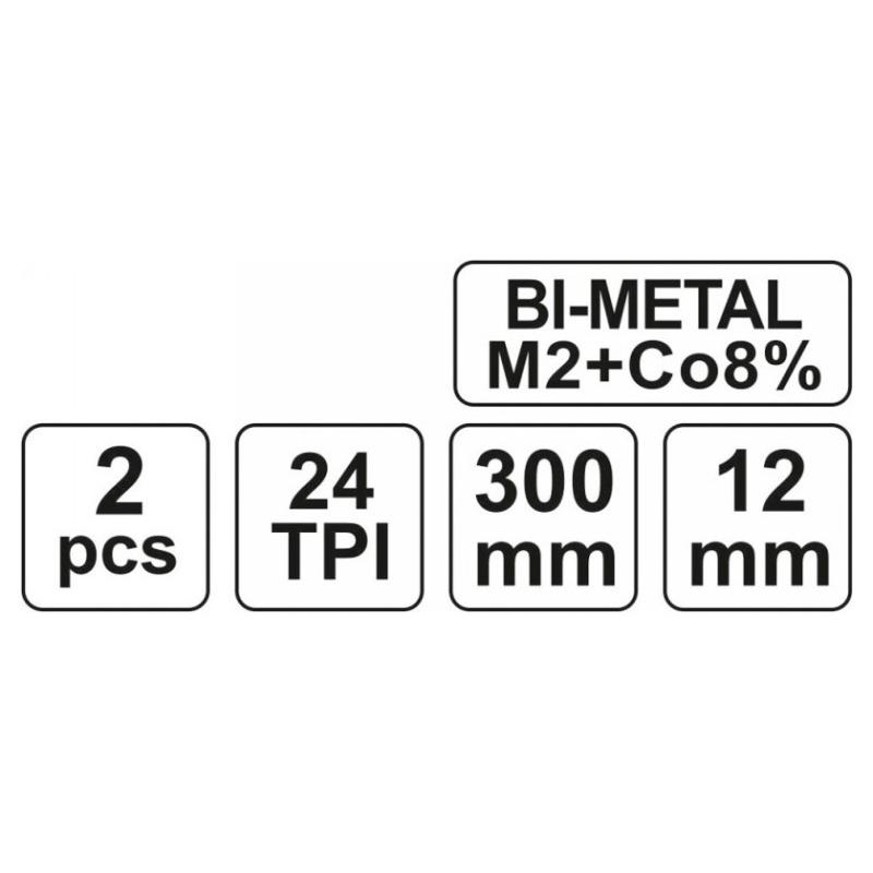 YATO Fémfűrészlap kézi 300/12 mm 24 TPI bimetál (2 db/cs) (YT-3462)