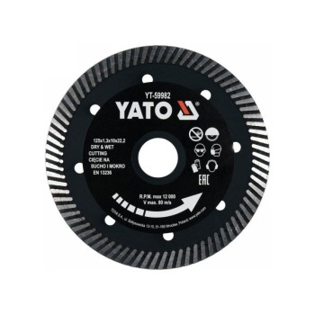 YATO Gyémánt vágókorong 125 x 1,3 x 10 x 22,2 mm turbó (YT-59982)