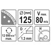 YATO Gyémánt vágókorong 125 x 1,3 x 10 x 22,2 mm turbó (YT-59982) YATO Gyémánt vágókorong 125 x 1,3 x 10 x 22,2 mm turbó (YT-59982)