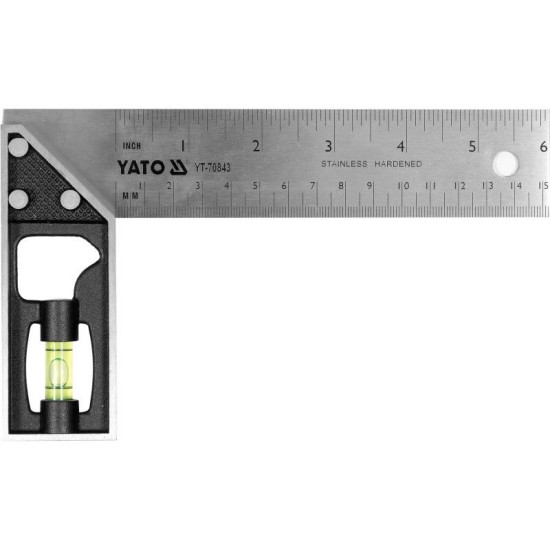 YATO Derékszög 150 mm inox libellával (YT-70843)