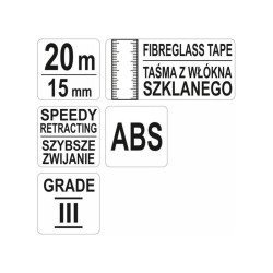 YATO Mérőszalag 20 m x 15 mm üvegszálas zárt (YT-71570) YATO Mérőszalag 20 m x 15 mm üvegszálas zárt (YT-71570)