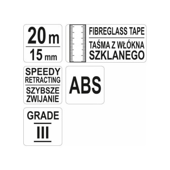 YATO Mérőszalag 20 m x 15 mm üvegszálas zárt (YT-71570)
