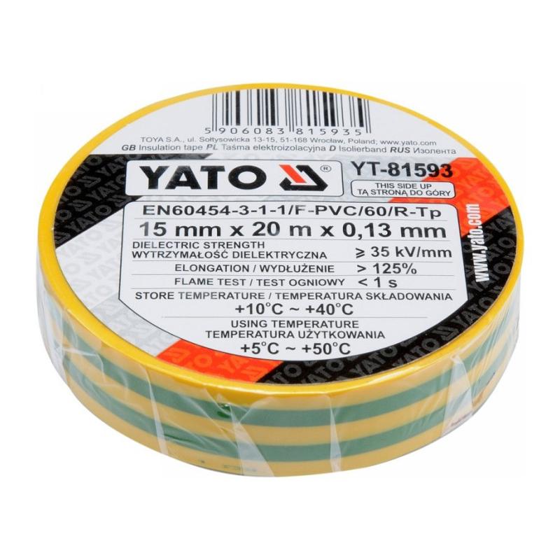 YATO Szigetelőszalag 15 x 0,13 mm x 20 m fekete (YT-81593)