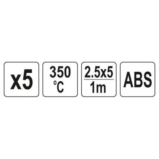 YATO Műanyag hegesztőpálca 2,5 x 5 mm x 1 m ABS (5 db/cs) (YT-82305) YATO Műanyag hegesztőpálca 2,5 x 5 mm x 1 m ABS (5 db/cs) (YT-82305)