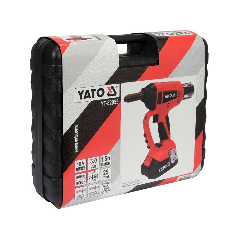 YATO Akkus popszegecshúzó 125 mm 18 V (1 x 3,0 Ah akksi + töltő) (YT-82955)
