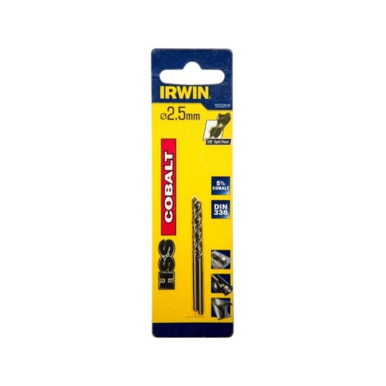 IRWIN Csigafúró 2,5 x 57/30 mm HSS Co hengeres (2 db/cs) (10502510)