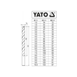 YATO Csigafúró készlet 19 részes 1-10 mm HSS Co (YT-41604) YATO Csigafúró készlet 19 részes 1-10 mm HSS Co (YT-41604)