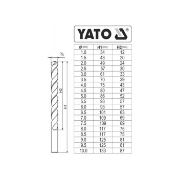 YATO Csigafúró készlet 19 részes 1-10 mm HSS Co (YT-41604)