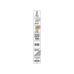 YATO Szablyafűrészlap 225 mm/10TPI bimetál (2 db/cs) (YT-33933) YATO Szablyafűrészlap 225 mm/10TPI bimetál (2 db/cs) (YT-33933)