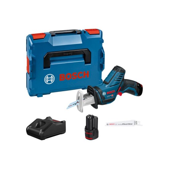 BOSCH Akkus szablyafűrész GSA 12V-14 L-BOXX-ban (2 x 3,0 Ah + gyorstöltő) (060164L976)