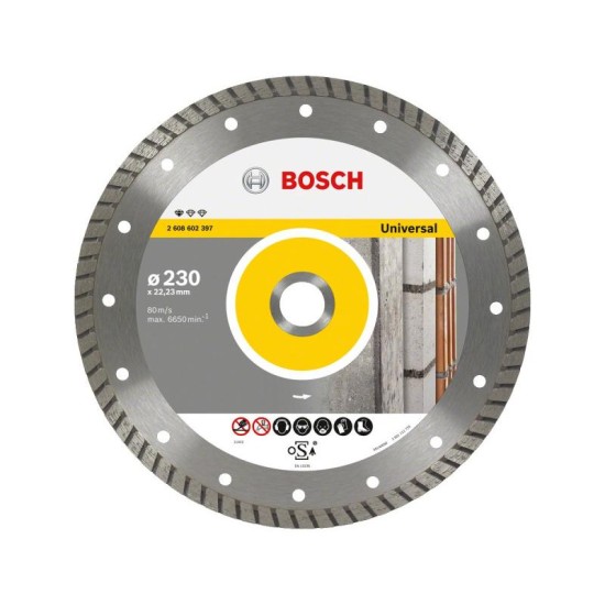 BOSCH Gyémánt vágókorong 230 x 2,5 x 10 x 22,2 mm turbo Standard for Universal (2608602397)