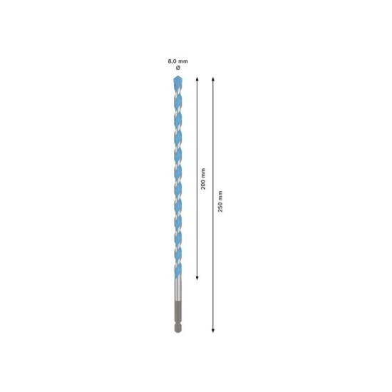 BOSCH EXPERT HEX-9 Multiconstruction fúrószár 8,0 x 200/250 mm 1/4' bitbefogással (2608902356)