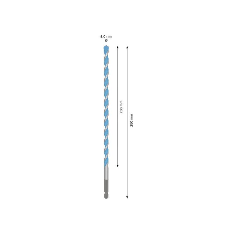 BOSCH EXPERT HEX-9 Multiconstruction fúrószár 8,0 x 200/250 mm 1/4' bitbefogással (2608902356)