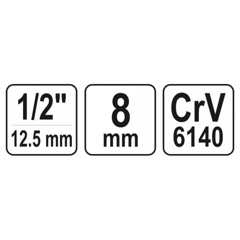 YATO Bithegy-tartó adapter 1/2' négyszög -8mm Hex (YT-12951) YATO Bithegy-tartó adapter 1/2' négyszög -8mm Hex (YT-12951)