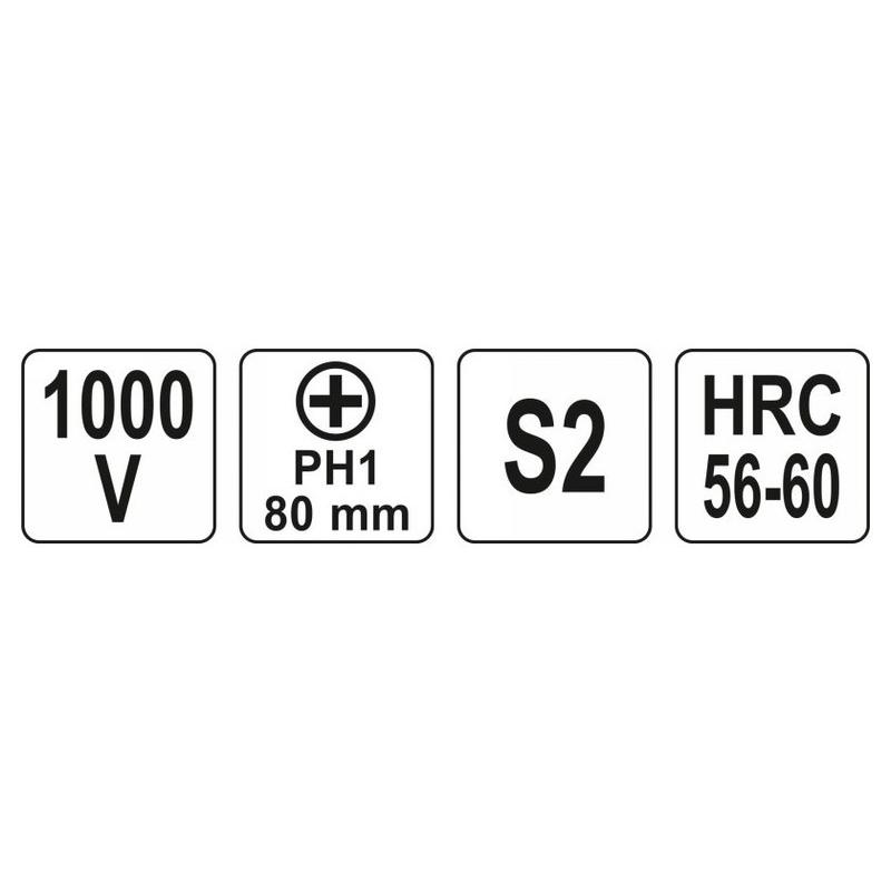 YATO Csavarhúzó PH1 x 80 mm 1000 V-ig szigetelt (YT-2822)