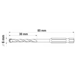 YATO Univerzális fúró 6,0  x 85/30 mm bit befogású (YT-44783) YATO Univerzális fúró 6,0  x 85/30 mm bit befogású (YT-44783)
