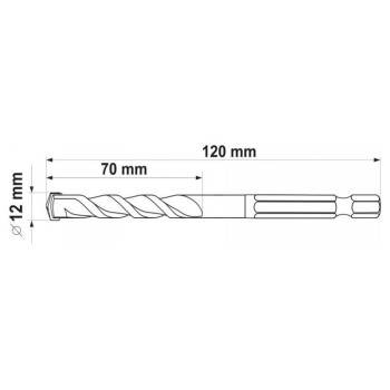 YATO Univerzális fúró 12,0 x 120/70 mm bit befogású (YT-44787) YATO Univerzális fúró 12,0 x 120/70 mm bit befogású (YT-44787)