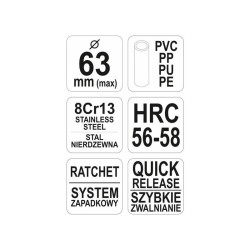 YATO YT-22312 PVC csővágó olló 63 mm YATO YT-22312 PVC csővágó olló 63 mm