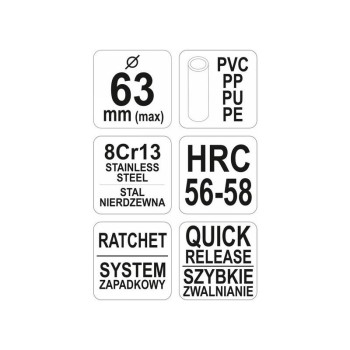 YATO YT-22312 PVC csővágó olló 63 mm​