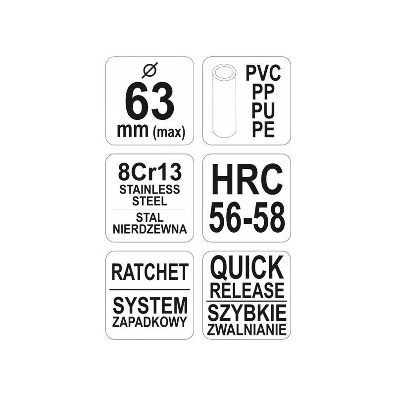 YATO YT-22312 PVC csővágó olló 63 mm​
