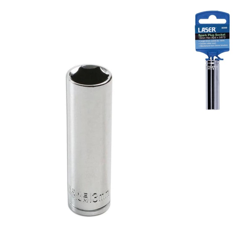 Gyertyakulcs 13 mm gumibetétes 3/8'' 6 lapú 62 mm - NGK és Denso - M8