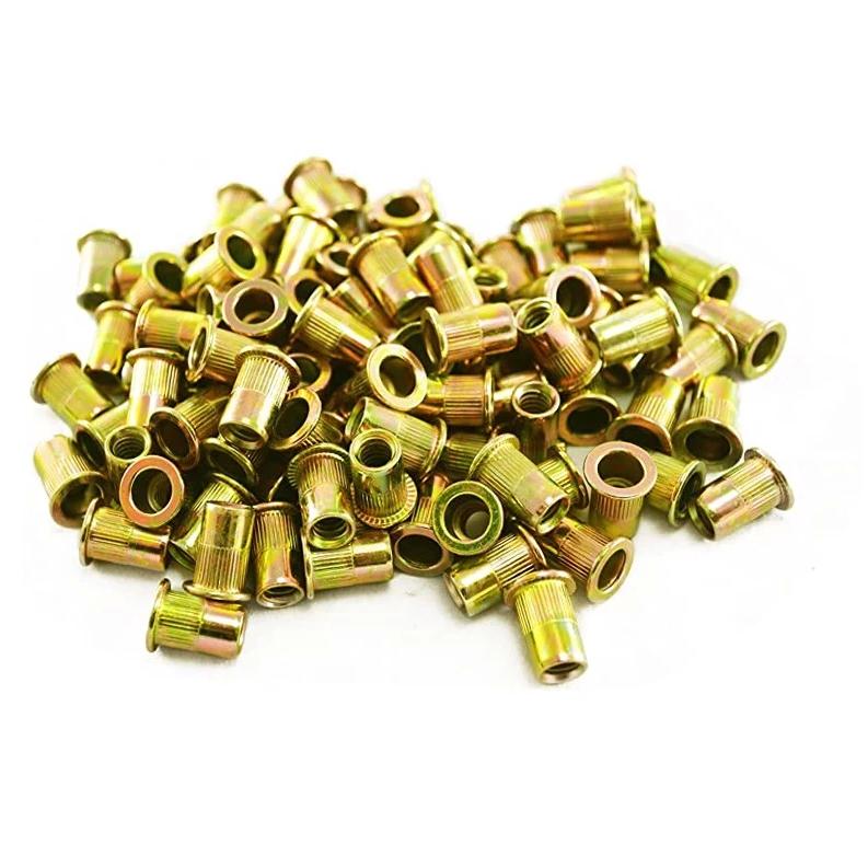 Szegecsanya - Acél - peremes, rovátkált, horganyzott M6x15 100 db-os készlet Szegecsanya - Acél - peremes, rovátkált, horganyzott M6x15 100 db-os készlet