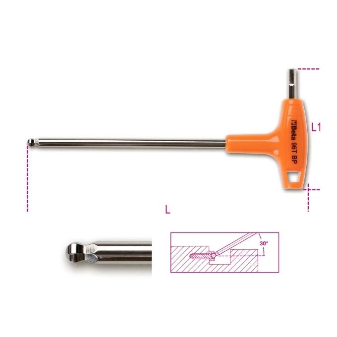 Imbuszkulcs Beta T-fogós gömbvégű 6 mm (96TBP/6)
